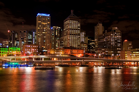 Brisbane City Lights viewd from Southbank