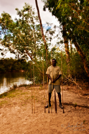 Kakadu  - East Alligator River, Robert displays his spears.