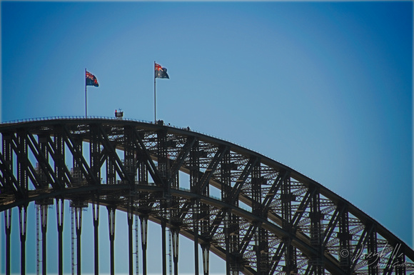 Flags on top of Sydney Harbour Bridge